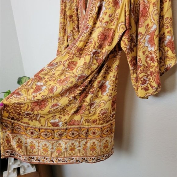 ROSE Gold Floral Open Front Kimono Top Fall Boho - Picture 7 of 9